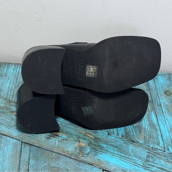 Ganni Embellished Leather Mary Jane Pumps Square Toe Chunky Size 38 = Size 8 - Picture 11 of 15